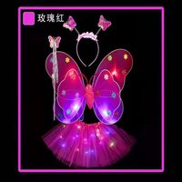 Costume de fée pour filles, déguisement de papillon, robe de princesse, ensemble de costume en tulle avec ailes de papillon, baguette magique et serre-tête