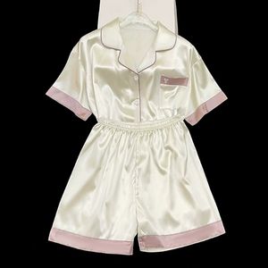 <span class=keywords><strong>Short</strong></span> d'été à manches courtes Nouveau style Couleur solide Haut de gamme <span class=keywords><strong>Sweet</strong></span> Temperament Pajamas Set - Product Image 6