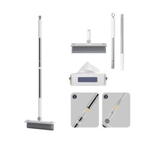 Nouvelle brosse de nettoyage ménager à long manche en silicone, brosse rotative pour les interstices du sol, brosse à récurer le sol - Product Image 1