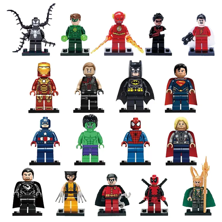 famous Movie Character Bat Spider Super Loki Man Super Heroes Mini Building Blocks Figures For Kids