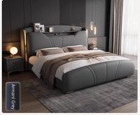 Ensemble de meubles de chambre à coucher luxueux en cuir italien, lit inclinable réglable et confortable