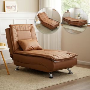 Electric Folding <b>Sofa</b> <b>Bed</b> Chaise Lounge Chair Solid Color Cat Scratch Skin Material Living Room Bedroom Use - Product Image 1
