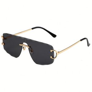 Lunettes de soleil carrées sans monture avec verres dégradés UV400, branches en alliage vintage 2025, personnalisables avec logo, pour hommes et femmes - Product Image 3