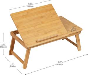 Support d'ordinateur portable pliable en bambou <span class=keywords><strong>avec</strong></span> pieds repliables pour <span class=keywords><strong>lit</strong></span>, table de travail inclinable, plateau de <span class=keywords><strong>lit</strong></span> - Product Image 4