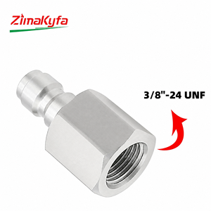 Adaptador de Recarga Rápida de Gas CO2 de Acero Inoxidable Plateado HPA, Rosca 3/8-24 UNF, OEM, para Elaboración Casera de Cerveza, Refrescos y Bebidas, 1 Año de Garantía - Product Image 1
