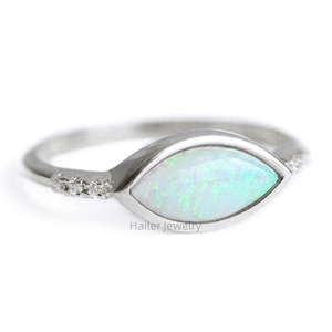 Minimalist 10K Solid Gold Wedding Synthetic Fire Opal Ring <strong>Solitaire</strong> Ring <strong>Summer</strong> Jewelry for Women - Product Image 4