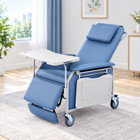 Fauteuil médical inclinable robuste en métal, certifié CE ISO, vente en gros usine, avec dossier et repose-jambes réglables, et option plateau avant ou latéral
