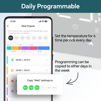 Termostato Inteligente WIFI Tuya, Fácil de Programar, con Bloqueo Infantil y Función Anticongelante, Compatible con Alexa y Google Home