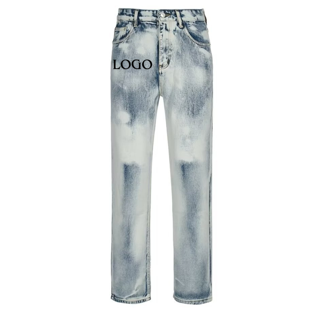 Customized Pants Loose Wide Leg Straight Leg Loose Jeans Custom Logo Jeans for Men