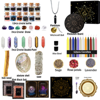 Ensemble de bougies de fête occidentales colorées avec pierres de cristal et fleurs séchées, sorcière, magie européenne et américaine, cadeau populaire d'Halloween
