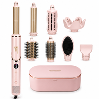 Penata Rambut Multifungsi dengan Layar LCD, Aksesoris Curling, Sikat Udara Panas, Sikat Pelurus, Nosel Pengering, dan Kotak Penyimpanan