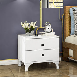 Mesita de Noche Moderna Blanca de 2 Cajones, Mesa Auxiliar de Madera Minimalista de Lujo para Dormitorio, Almacenamiento para Apartamento Inteligente, Ensamblada, AekaOnline - Product Image 4