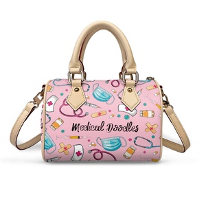 Borsa Boston Mini di Alta Qualità con Stampa su Richiesta Motivo Infermiera con Cerniera per Donne Personalizzata in Tessuto PU Borsa a Mano a Forma di Cuscino - Product Image 4