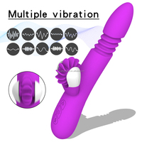Neuer Teleskopischer Kaninchen-Dildo Vibrator 7-Gang USB Aufladbar Wasserdicht Befeuchtet Saugnapf Klitorale Stimulation für Frauen