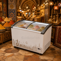 Congélateur à glace commercial 720L avec couvercle coulissant en verre, refroidissement direct, congélateur horizontal pour restaurant