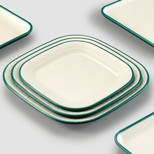 HCMA gros incassable vert noirâtre jaune <span class=keywords><strong>vaisselle</strong></span> en plastique 100% mélamine rectangulaire mélanine rectangle assiettes vert - Product Image 3