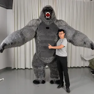 Disfraz de Mascota de gorila realista de King Kong inflable Fursuit fiesta de felpa Unisex Animal enorme disfraz inflable para adultos