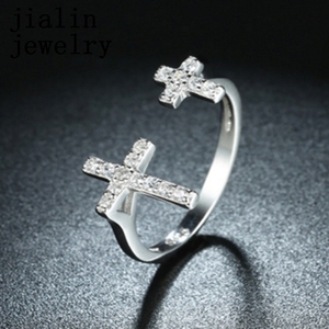 Moda <span class=keywords><strong>diamante</strong></span> americano base anillo ajustable <span class=keywords><strong>Jerusalén</strong></span> Cruz anillo - Product Image 1