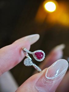 Xinlfy Luxury 18k Gold Water Drop <b>Ring</b> Natural Ruby and Diamond <b>Fine</b> <b>Ring</b> for Women's Party - Product Image 3