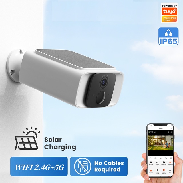 OEM Tuya Smart Solar Powered Wireless Security IP Camera with Rechargeable Battery Night Vision Motion Alert Mini Design WiFi