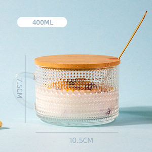 Hotsale 400ml hiện đại rõ ràng đơn giản đồ uống đơn tường Cốc cà phê với nắp xử lý - Product Image 6