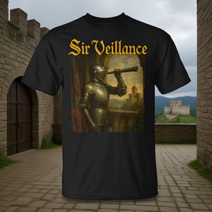 Camiseta Sir Veillance Medieval Knight con diseño de caligrafía, camiseta divertida - Product Image 3