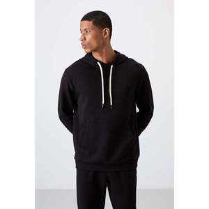 Ensemble de survêtement pour homme en coton noir épais, doux, texturé, confortable et brodé - 85255 - Noir/noir - Product Image 3