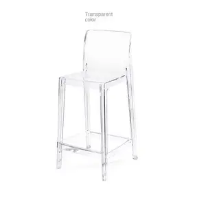 Wholesale Transparent Plastic Resin Chairs for Restaurant Clear Armless Acrylic Crystal Ghost High Bar Stool