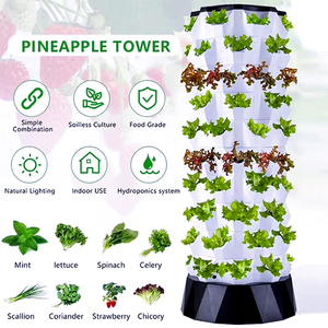 Pineapple Tower Vertical Hydroponic System - Optional <b>LED</b> Grow <b>Lights</b>, Auto Nutrient Cycle & Easy Assembly for Urban Gardening - Product Image 4