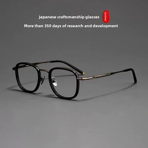 Montures de lunettes de vue pour femmes en titane pur, style japonais rétro, sculptées à la main, anti-UV, pour grands visages, effet amincissant, ALCOR - Product Image 4