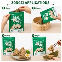 Sachets Doypack personnalisés pour Zongzi, imprimés numériquement, refermables avec fermeture éclair, pour l'emballage alimentaire des raviolis de riz collant