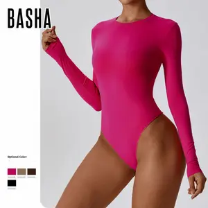 Bashasports Europe and the United States sexy slim-fit yoga long sleeve jumpsuit ballet dance base tights seamless sweat absorpt