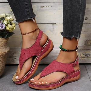 Women <b>Clip</b> Toe Wedge Sandals Adjustable Ankle Buckle Strap Platform Summer Casual Ladies Shoes - Product Image 1