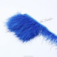 Frange de plumes d'autruche naturelles de 8-10 cm en vrac, tissu en dentelle satinée teinte pour vêtements, robes, décorations de mariage, artisanat DIY