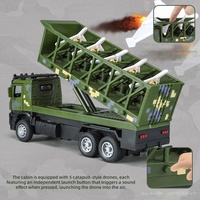 Camion lanceur de drones militaires en métal moulé sous pression, jouet de voiture à rétrofriction en alliage métallique avec son et lumière pour garçons