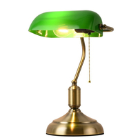 Lampe de banquier rétro en métal avec abat-jour en verre vert, style classique antique pour table de bar
