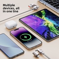 Kabel Pengisian Daya Magnetik 4-in-1 240W dengan Lampu Malam & Penggulung Otomatis untuk IOS/Android