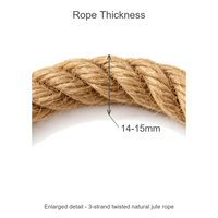 Anneau en corde de jute 14 mm d'épaisseur, 3 brins torsadés, 9 tailles de 10 à 50 cm, décoration murale rustique, fibre naturelle