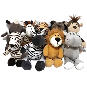 サファリ動物ぬいぐるみぬいぐるみジャングル動物おもちゃ野生動物-ライオン、象、シマウマ、キリンのぬいぐるみ