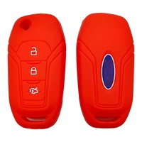 Étui de protection pour clé de voiture pliable à 3 boutons en silicone multicolores WZ pour Ford Everest Focus Mondeo