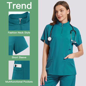 Unisex Stretch <b>Scrub</b> Suit Split Set Moisture Wicking Quick Dry Hospital Uniform For Doctors And Scrubbers S XXL - Product Image 3