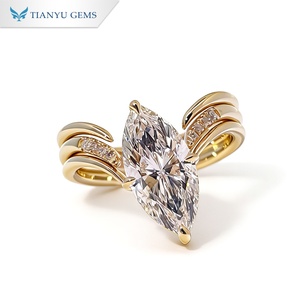 TIANYU GEMS Custom 14K Marquise lab diamond <b>Ring</b> <b>Split</b> Twist Shank With Pave Side Stones Prong Set Women Engagement <b>Ring</b> - Product Image 1