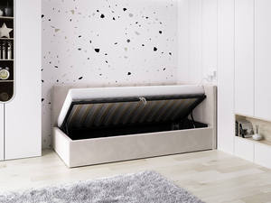 Lit de repos individuel Tom rembourré (90x200) avec rangement <span class=keywords><strong>et</strong></span> <span class=keywords><strong>sommier</strong></span> à lattes - Product Image 2