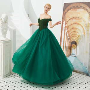 dark green ball dress