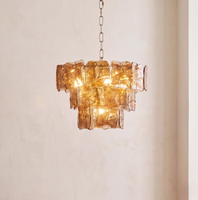 Lustre LED de luxe moderne avec abat-jour rectangulaires en fer, à intensité variable, pour salon, cuisine et mariages