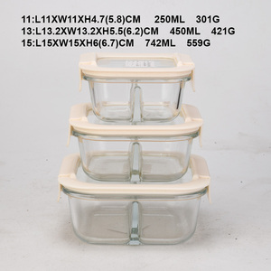 Contenitori in Vetro Rettangolari e Rotondi <span class=keywords><strong>per</strong></span> Alimenti con Scomparti, 330ml 540ml 863ml - Product Image 4