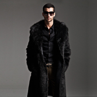 Vente en gros de trench-coat long et épais en fausse fourrure pour hommes à la mode pour l'hiver et les voyages