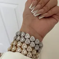 Zirkoon Diamond Gold Verzilverd Hartvorm Ice Out Tennis Chain Armband Sieraden Voor Vrouwen