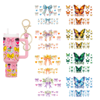 Prêts à poser : Films UV DTF mini pour porte-clés et gobelets, autocollants Stanley pour porte-clés, films UV DTF lavables pour gobelets de 16 oz