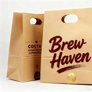 Bolsas de Papel con su Propio Logotipo para Alimentos, Bolsa de Papel Kraft para Comida para Llevar, Café, Panadería y Empaque para Restaurantes - Product Image 1